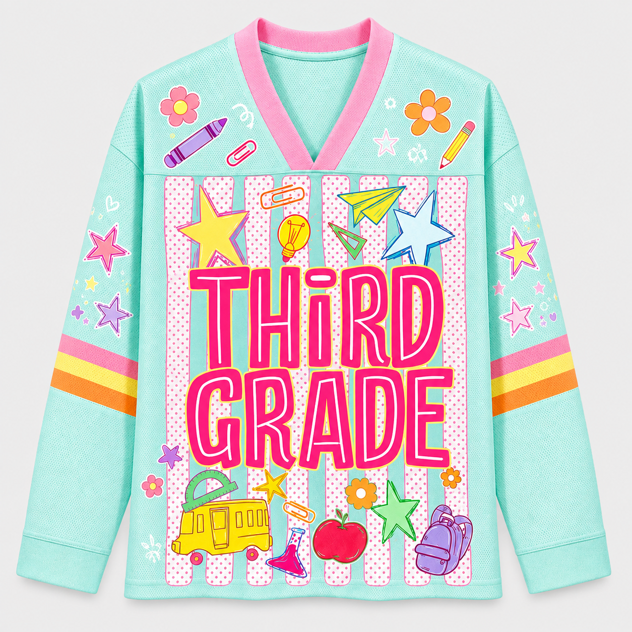 Chaotic Club Striped Custom Back To School Love Long Sleeve Jersey