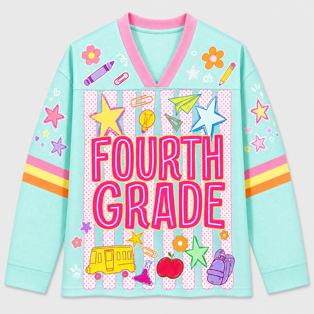 Chaotic Club Striped Custom Back To School Love Long Sleeve Jersey
