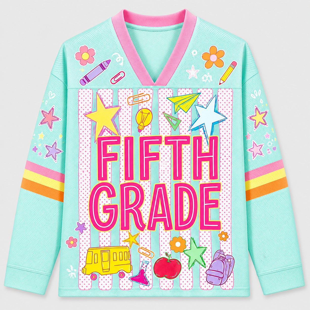 Chaotic Club Striped Custom Back To School Love Long Sleeve Jersey
