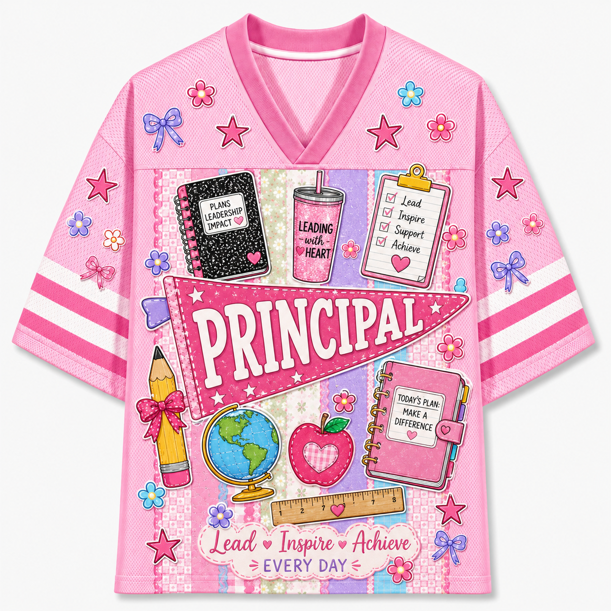 Chaotic Club Preppy Back To School Teacher Pennant Flag Mesh Jersey