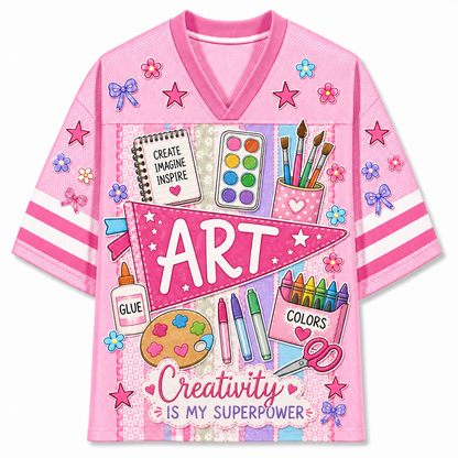 Chaotic Club Preppy Back To School Teacher Pennant Flag Mesh Jersey