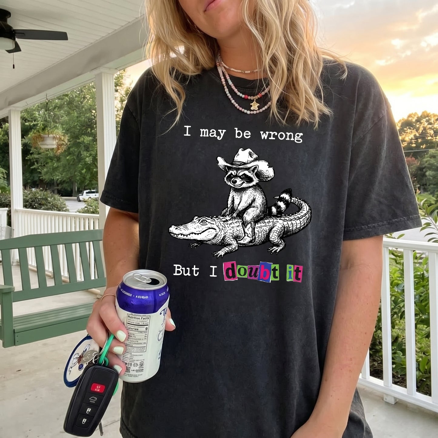 ChaoticClub I May Be Wrong Raccoon Washed T-Shirt