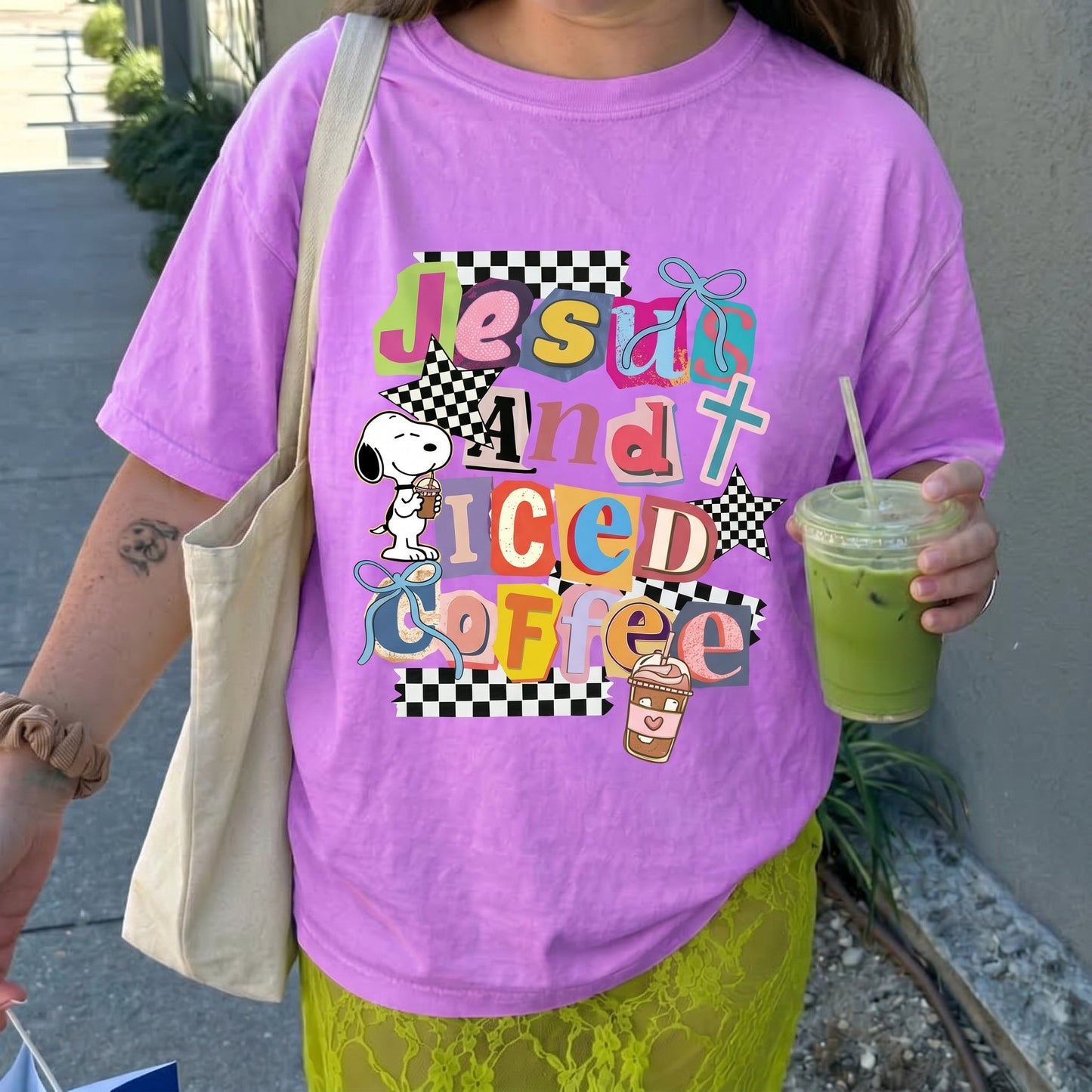 ChaoticClub Summer Jesus and Ice Coffee Neon T-shirt