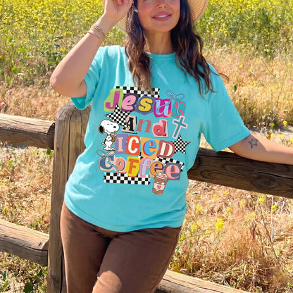 ChaoticClub Summer Jesus and Ice Coffee Neon T-shirt