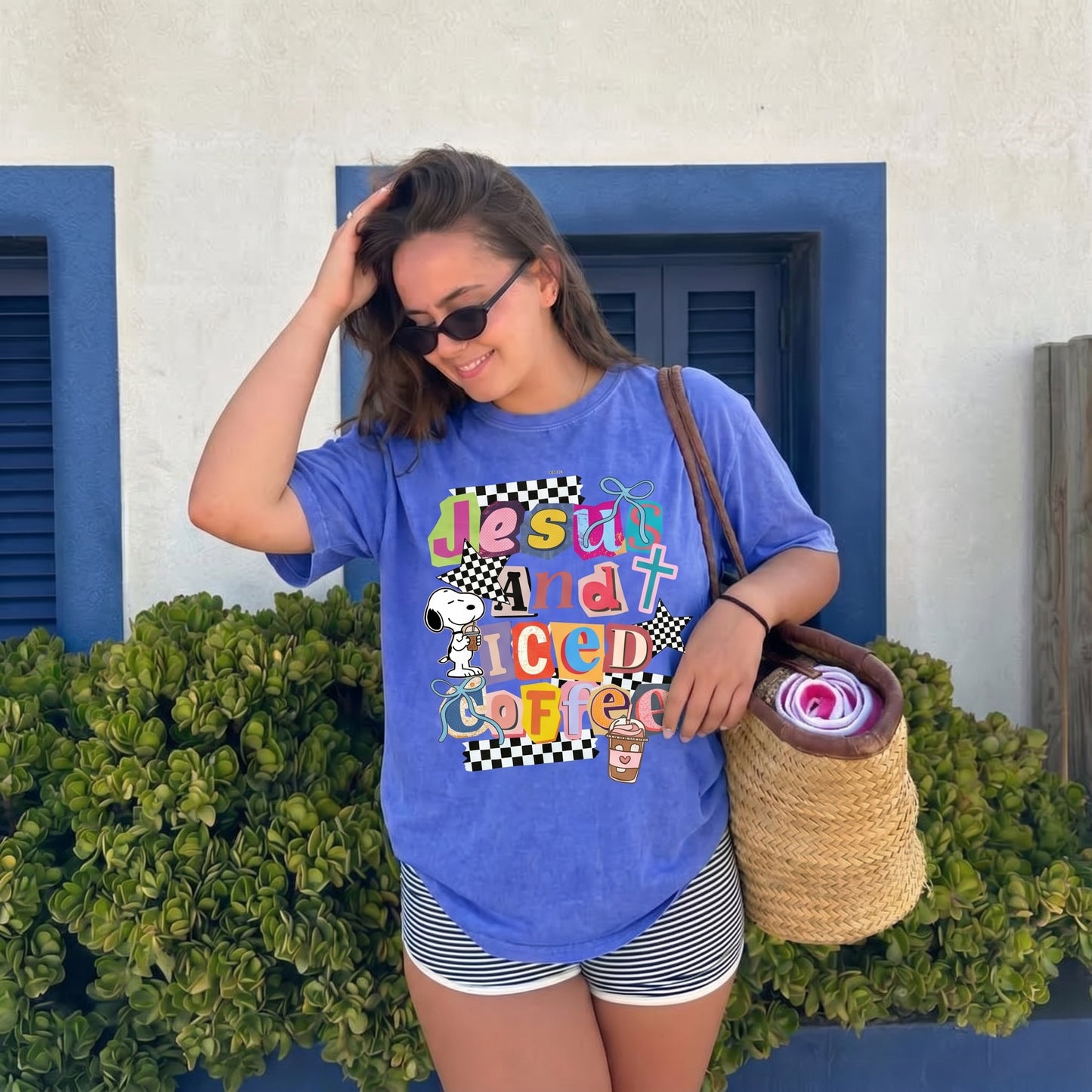 ChaoticClub Summer Jesus and Ice Coffee Neon T-shirt
