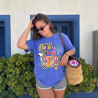 ChaoticClub Summer Jesus and Ice Coffee Neon T-shirt