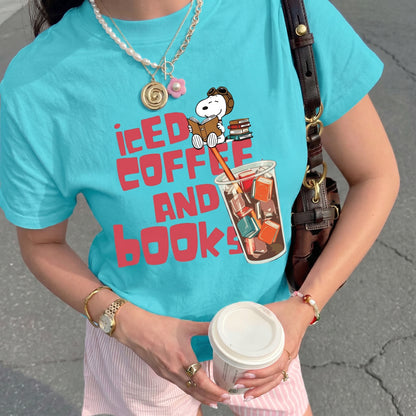 ChaoticClub Summer Ice Coffee And Books Neon T-shirt