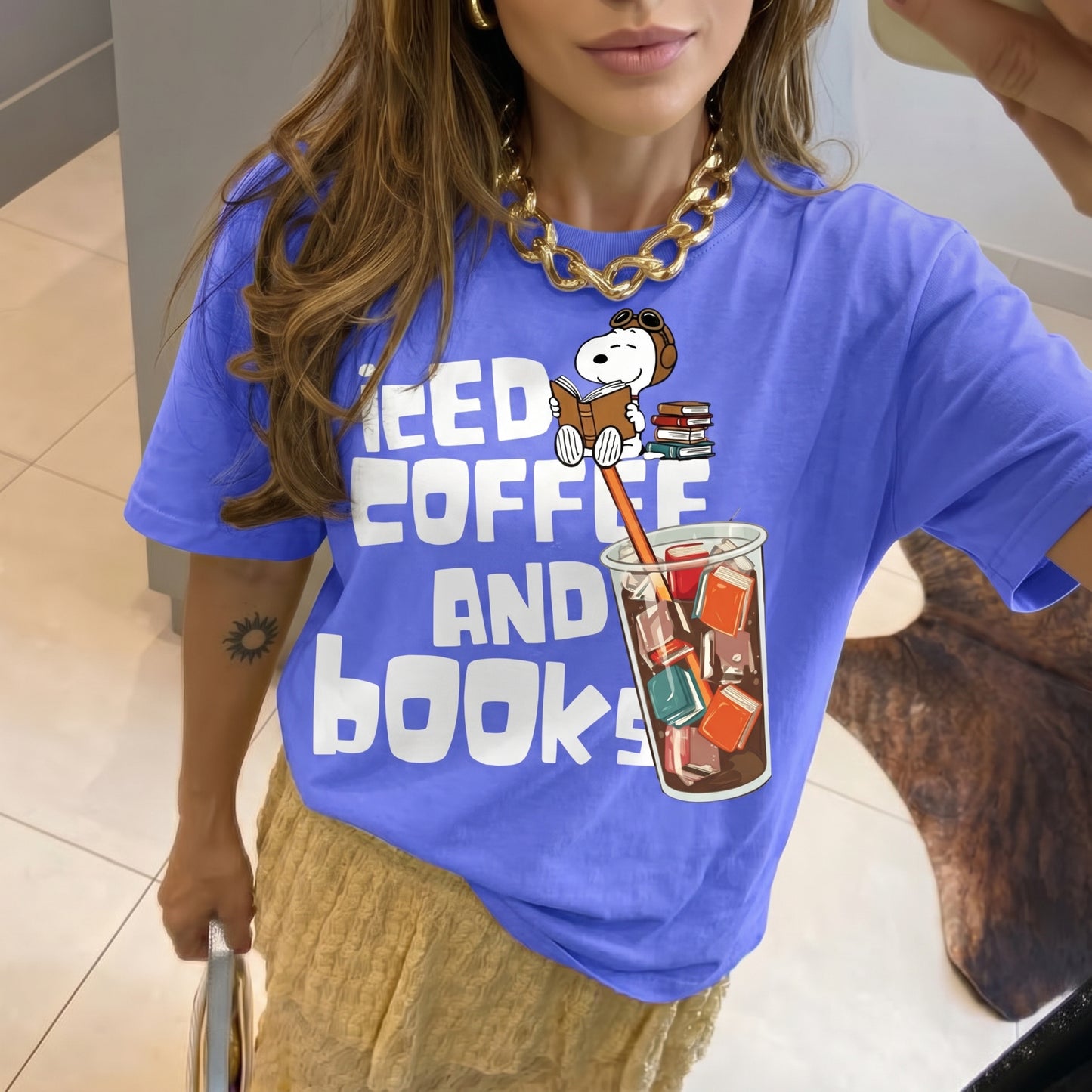 ChaoticClub Summer Ice Coffee And Books Neon T-shirt