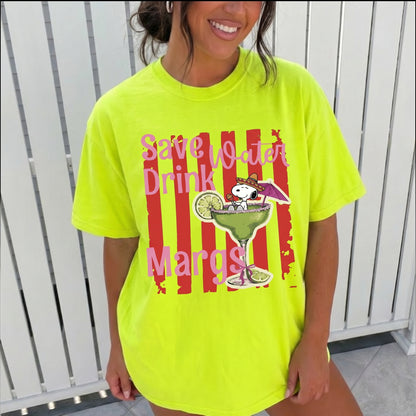 ChaoticClub Save Water Drink Margs Neon T-Shirt