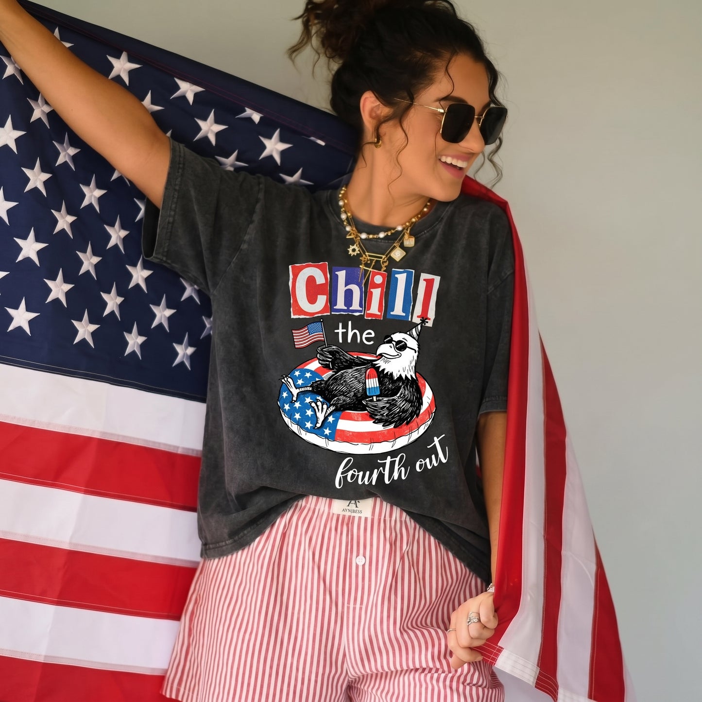ChaoticClub Chill The Fourth Out Eagle Washed T-Shirt