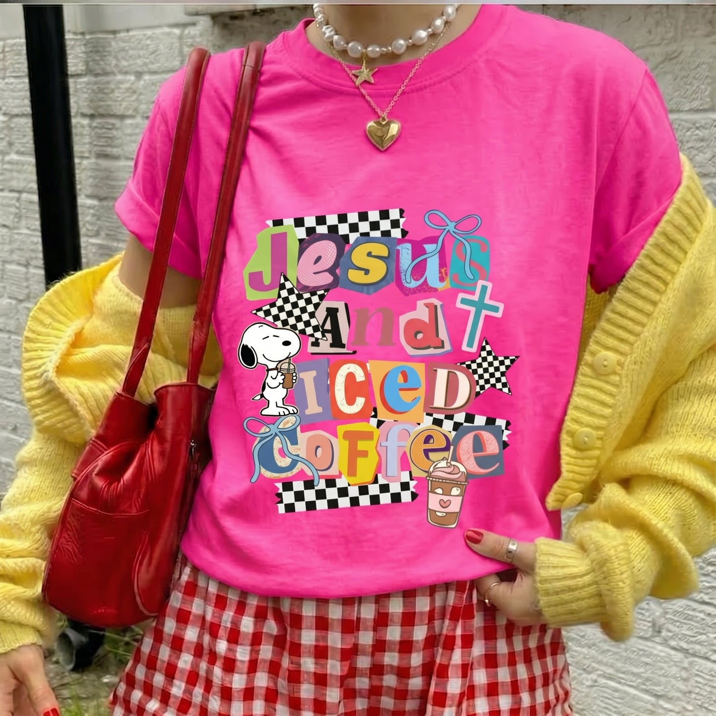 ChaoticClub Summer Jesus and Ice Coffee Neon T-shirt