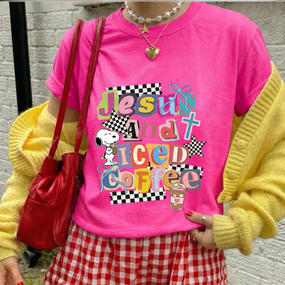 ChaoticClub Summer Jesus and Ice Coffee Neon T-shirt