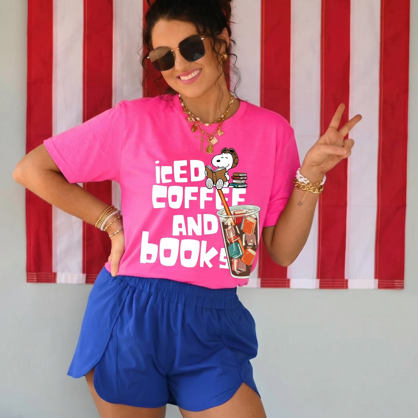 ChaoticClub Summer Ice Coffee And Books Neon T-shirt