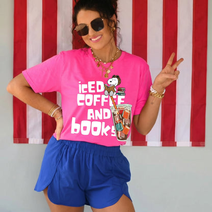 ChaoticClub Summer Ice Coffee And Books Neon T-shirt