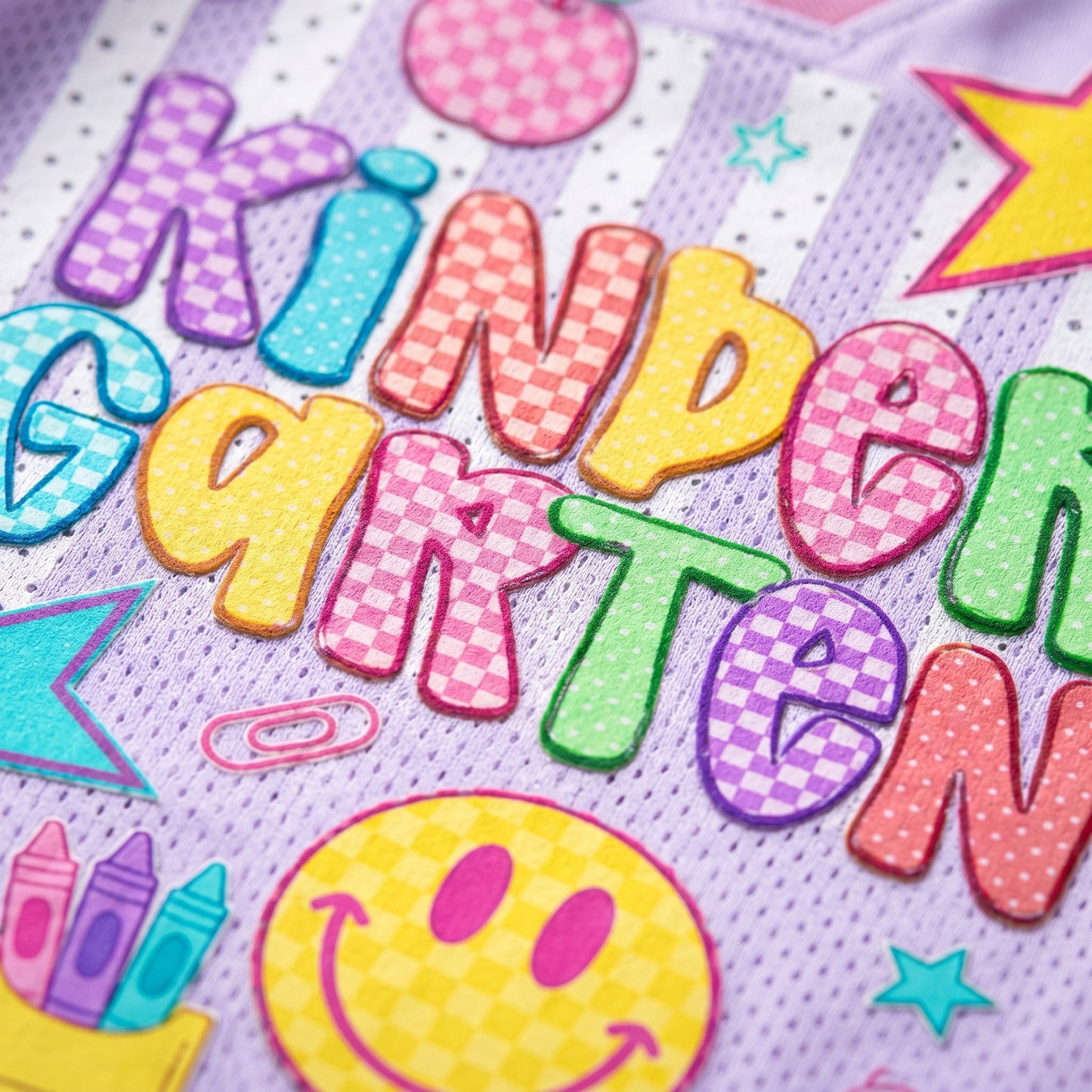 ChaoticClub Striped Neon Back To School Smiley Mesh Jersey
