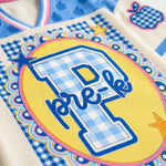 ChaoticClub Preppy Teacher Apple Blue Gingham Stripes Mesh Jersey