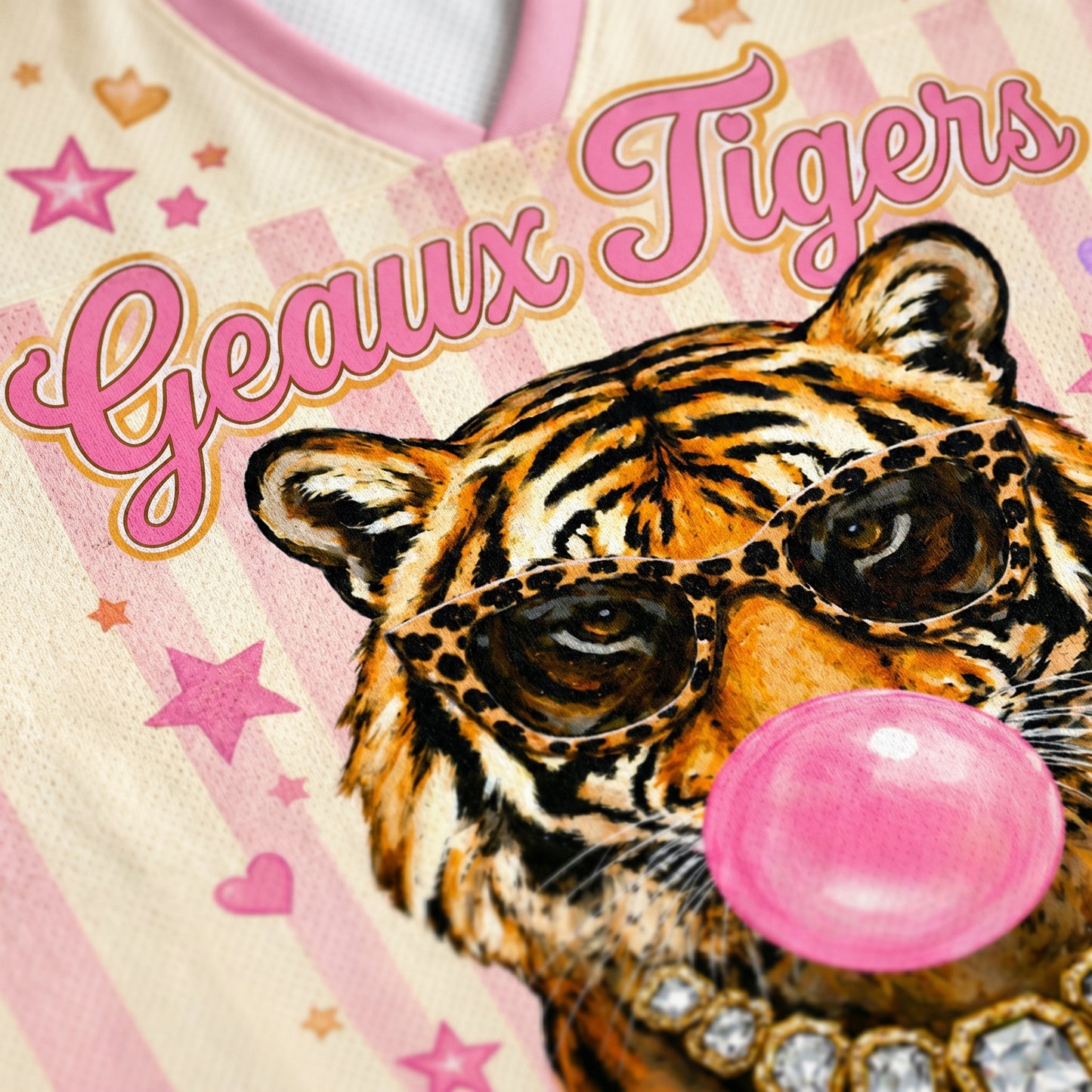 ChaoticClub Striped Geaus Tigers Leopard Bumble Mascot Mesh Jersey