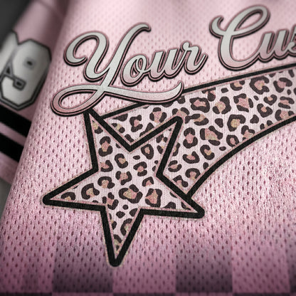 Leopard Star Mesh Jersey – Custom Y2K Checkerboard Unisex Sports Tee