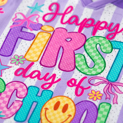 ChaoticClub Striped Neon Happy First Day of School Mesh Jersey