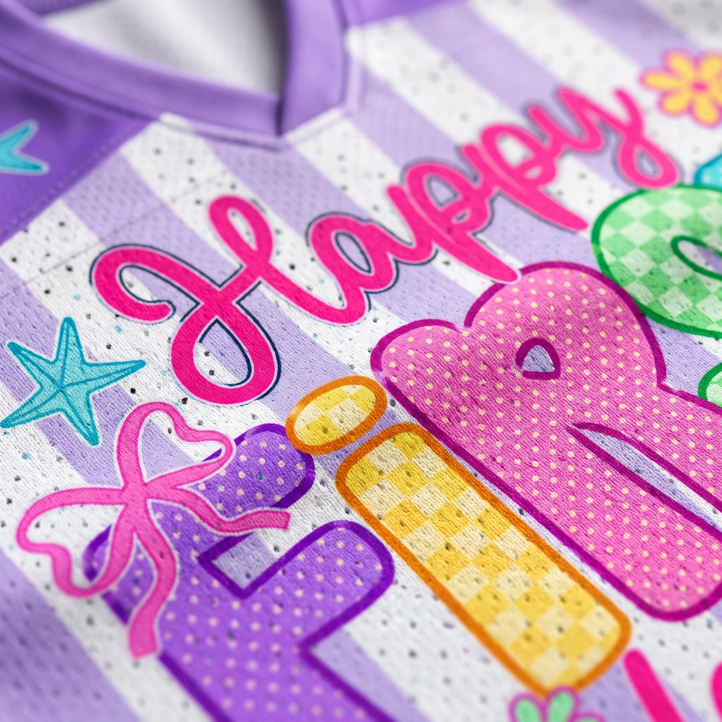 ChaoticClub Striped Neon Happy First Day of School Mesh Jersey