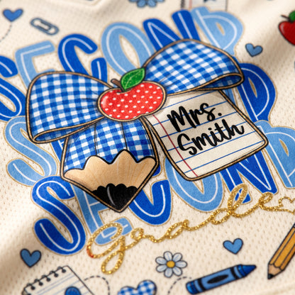 ChaoticClub Preppy Back To School Blue Gingham Pencil Mesh Jersey