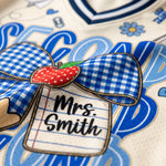 ChaoticClub Preppy Back To School Blue Gingham Pencil Mesh Jersey