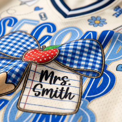 ChaoticClub Preppy Back To School Blue Gingham Pencil Mesh Jersey