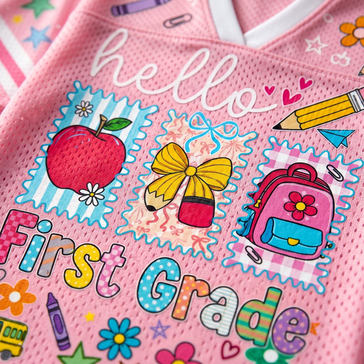 ChaoticClub Hello Kindergarten Pre-K 1st 2d 3d 4th 5th Grade Mesh Jersey