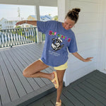 ChaoticClub Undiagnosed Raccoon Washed T-Shirt, vintage oversized graphic tee featuring a cowboy raccoon riding a goose with funny sarcastic text on premium charcoal washed cotton fabric