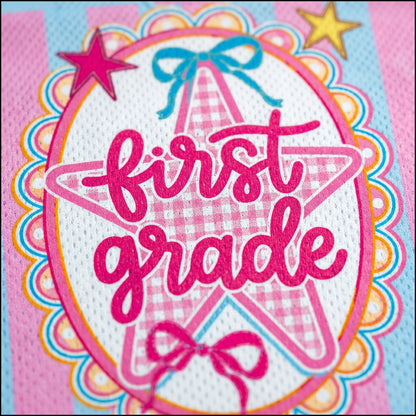  Bird’s Eye Pique fabric, pastel pink and blue gingham stripes, and high quality print detail