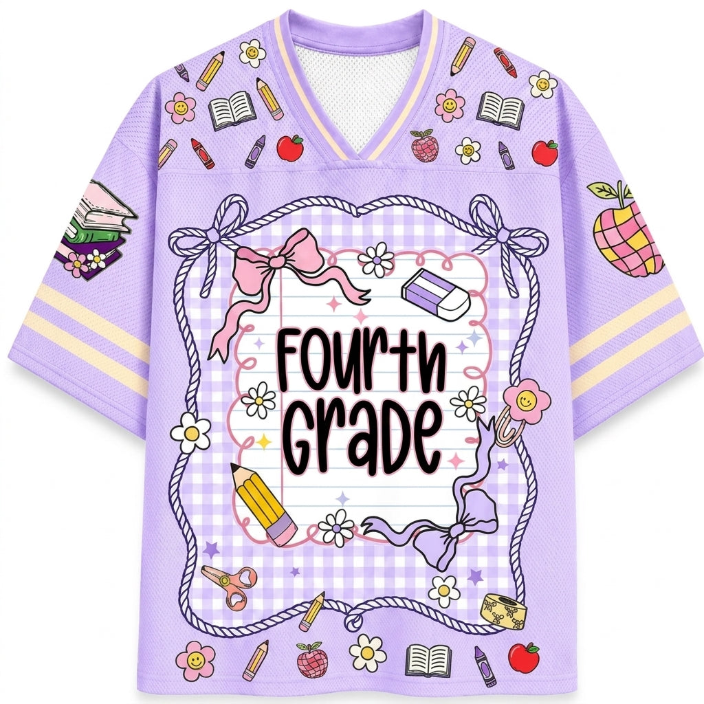 Chaotic Club Back to School Purple Bow Girly Coquette Mesh Jersey