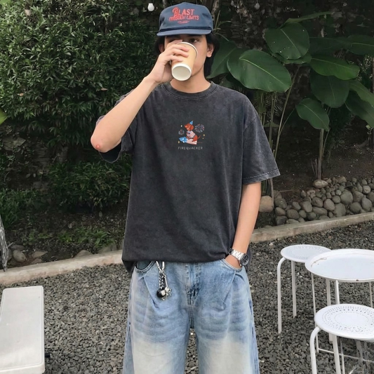 Chaoticclub Funny Firequacker Patriotic Dog Wash T-shirt