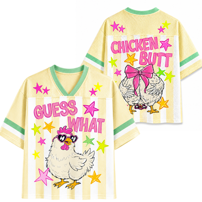ChaoticClub Guess What Chicken Butt Coquette Bow Mesh Jersey