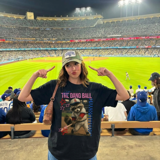 Chaoticclub Hit The Dang Ball Raccoon Baseball Wash T-shirt