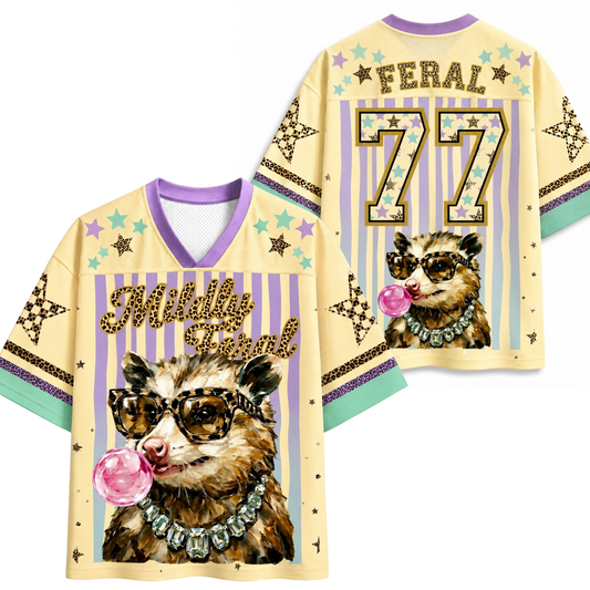 ChaoticClub Leopard Opossum Bubble Striped Summer Mesh Jersey