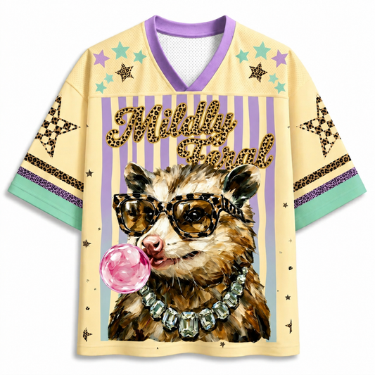 ChaoticClub Leopard Opossum Bubble Striped Summer Mesh Jersey