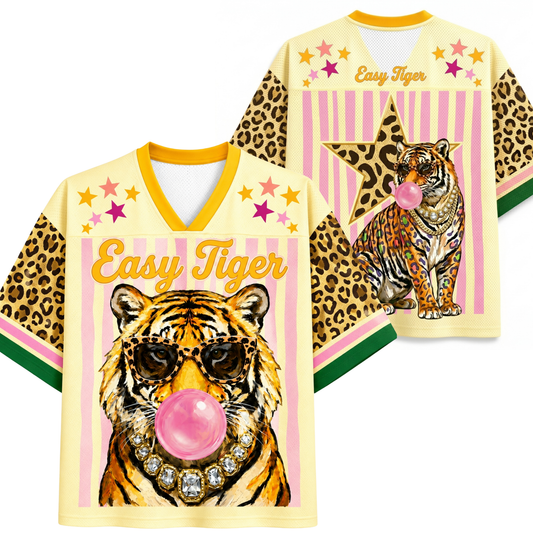 ChaoticClub Preppy Tiger Stars Bubblegum Mesh Jersey