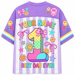 ChaoticClub Striped Neon Happy First Day of School Mesh Jersey