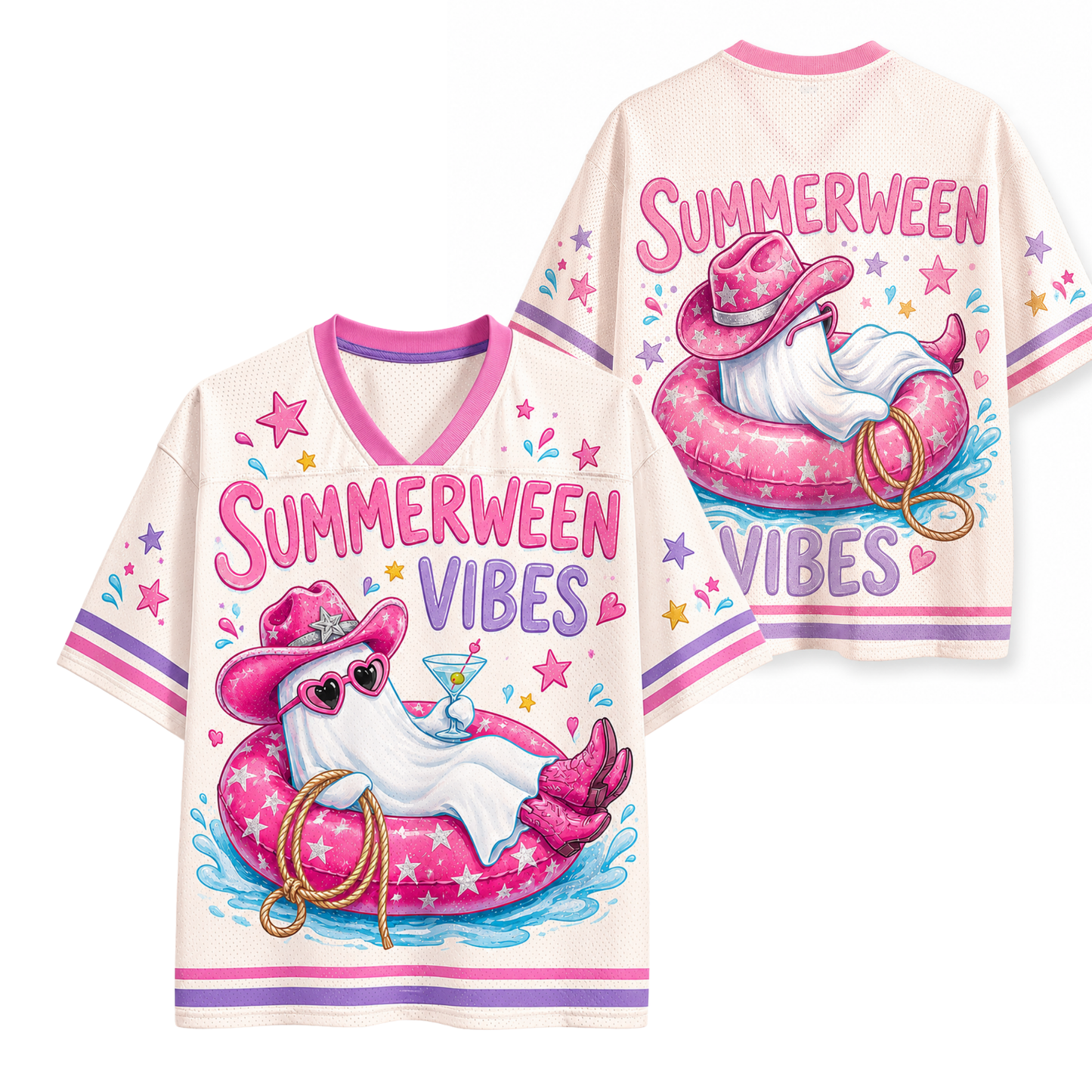 ChaoticClub Retro Summerween Vibes  Cowboy Ghost Mesh Jersey