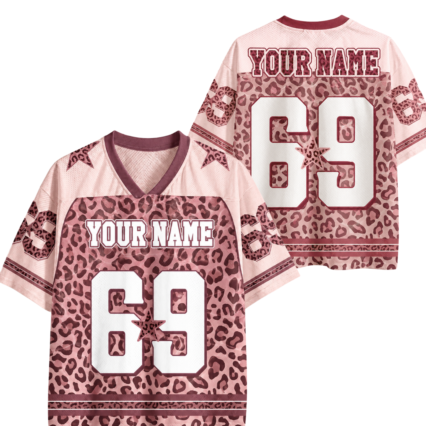ChaoticClub Leopard Name&Number Personalized Mesh Jersey -Pink Design