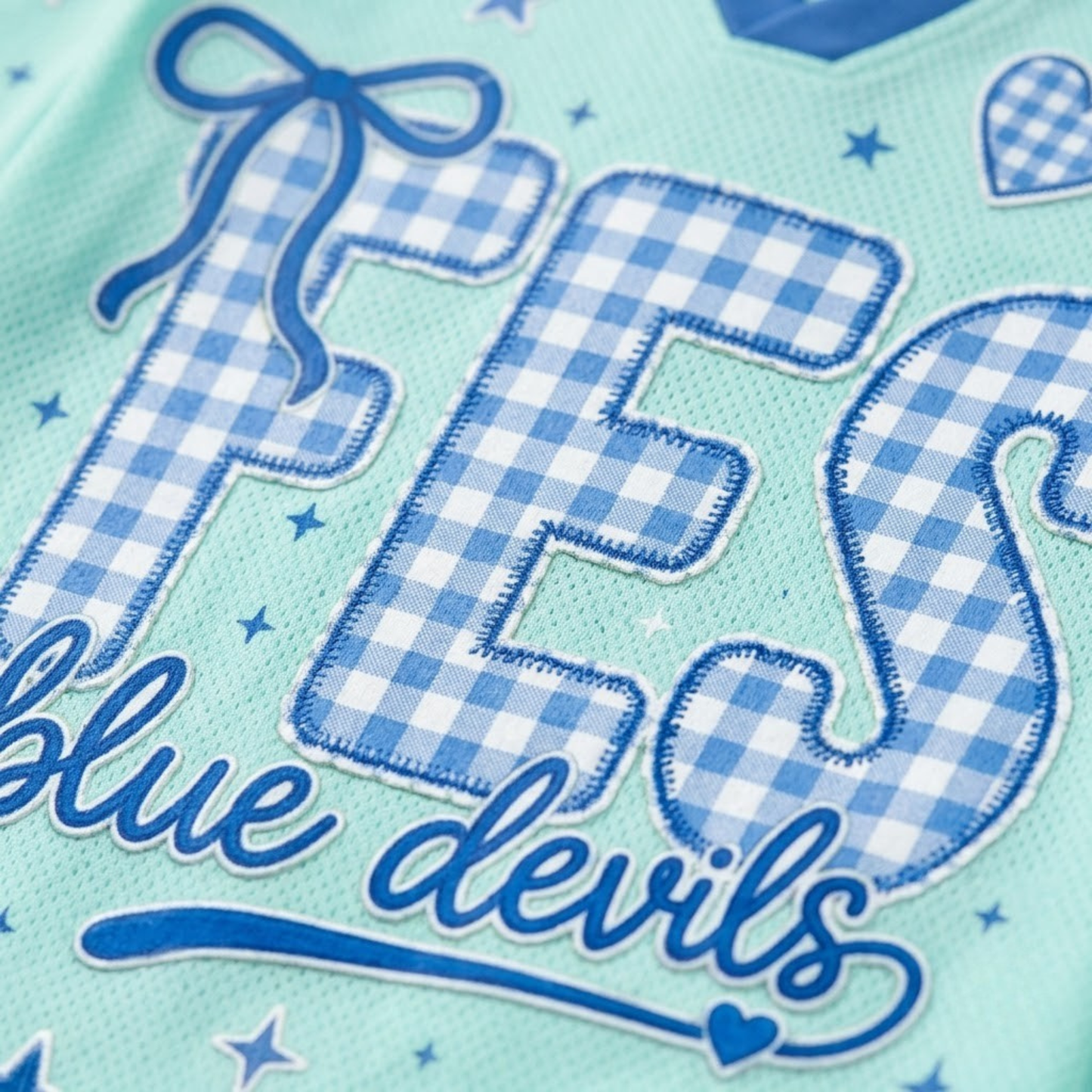 Chaotic Club Mint Blue Gingham FES Blue Devils Mesh Jersey
