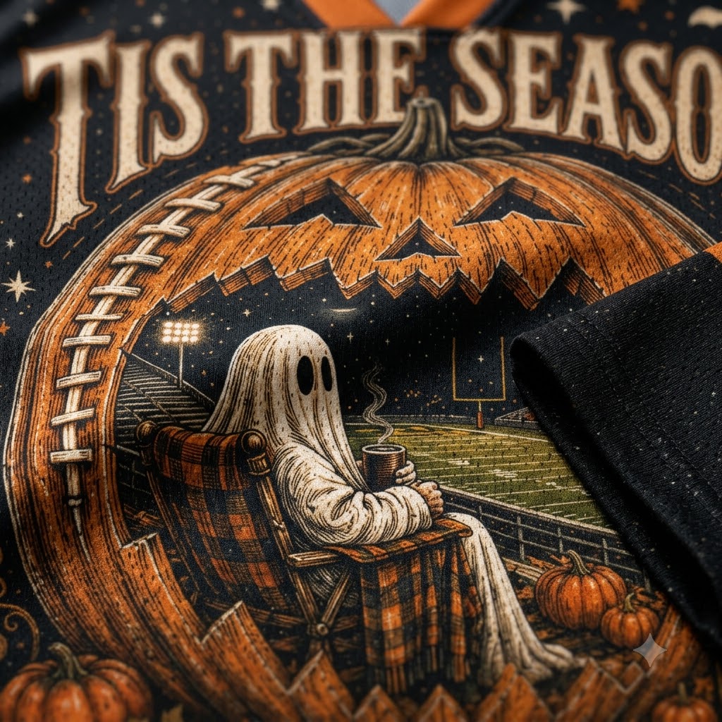 Chaotic Club Halloween Tis the Season Ghost Football Long Sleeve Jersey