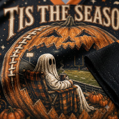 Chaotic Club Halloween Tis the Season Ghost Football Long Sleeve Jersey