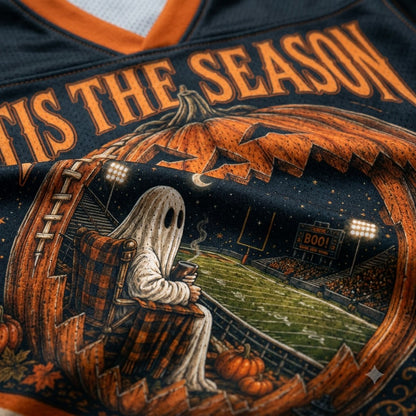 Chaotic Club Halloween Tis the Season Ghost Football Long Sleeve Jersey