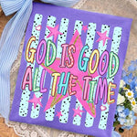 ChaoticClub Striped Preppy God is Good Stars Neon T-Shirt