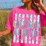 ChaoticClub Striped Preppy God is Good Stars Neon T-Shirt