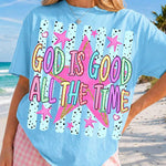 ChaoticClub Striped Preppy God is Good Stars Neon T-Shirt