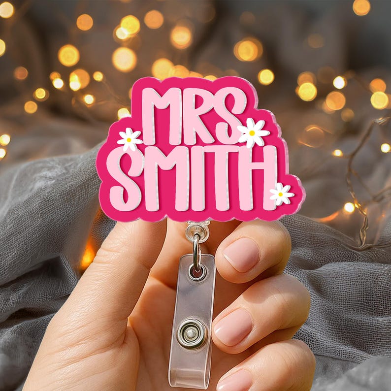 ChaoticClub Custom Name Teacher Badge Reel Personalized ID Clip