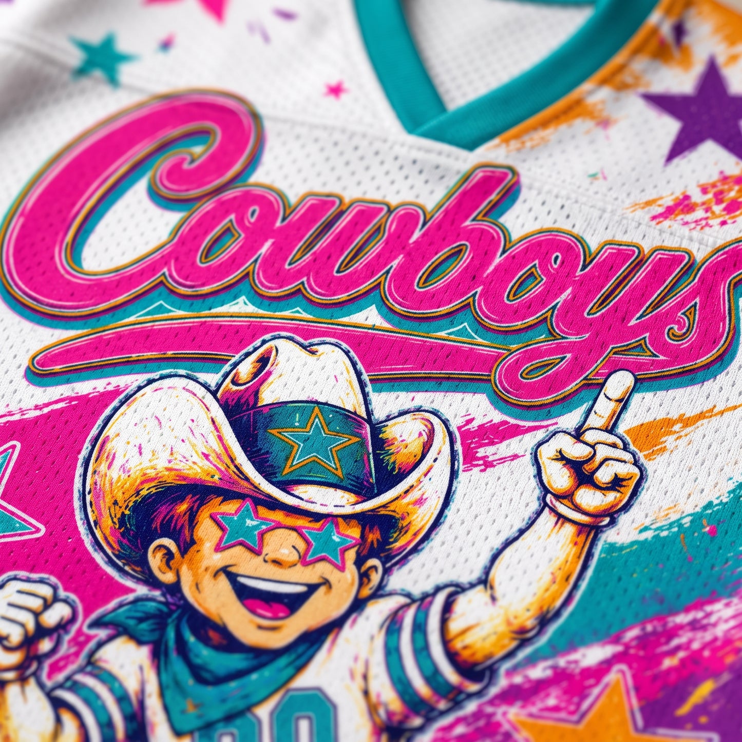 ChaoticcClub Cowboys Stars & Pink Stripes Mascot Mesh Jersey
