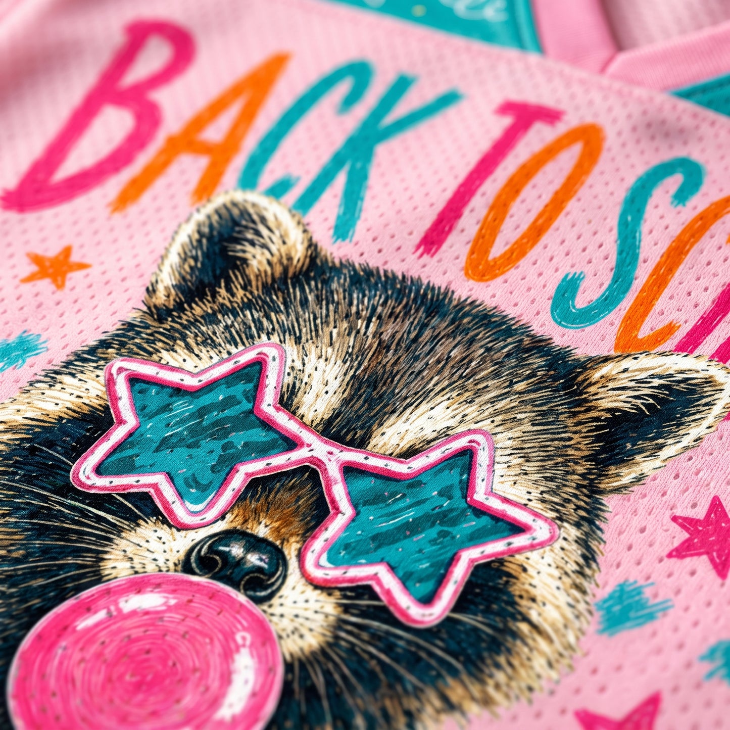 ChaoticClub Bubble Gum Raccoon Back to School Mesh Jersey